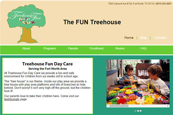 Treehouse Fun Day Care Website
